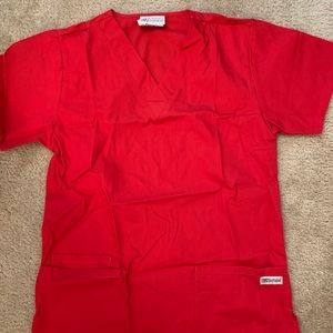 Red scrubs top